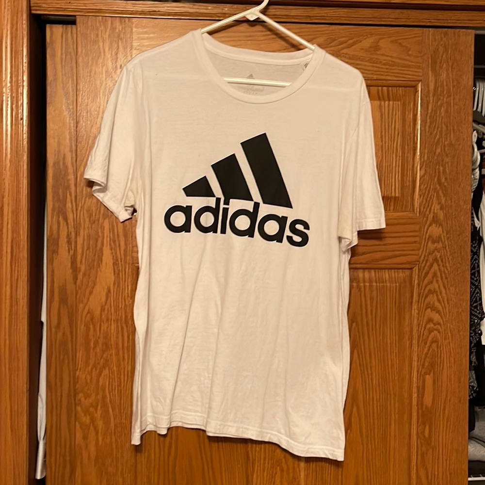 white adidas tee